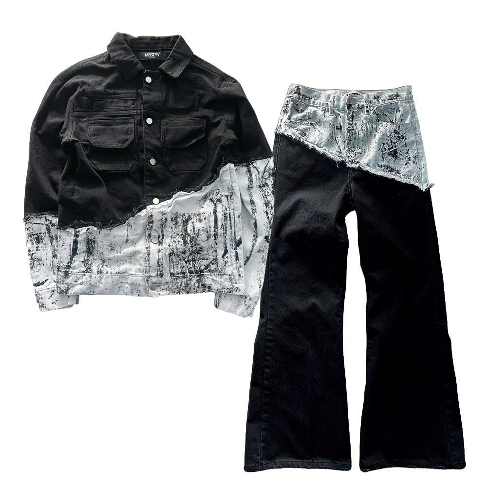 Ink Spill Hybrid Denim Pants & Jacket Set